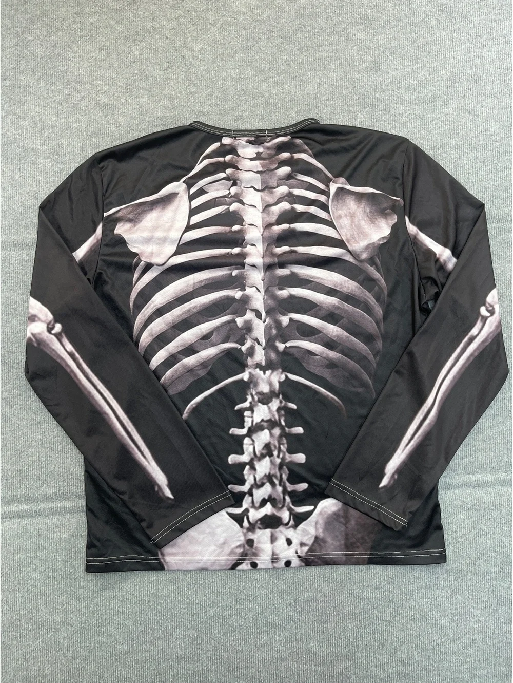 Skeleton Print Long Sleeve Shirt Mens Size XXL Halloween Costume Skeleton